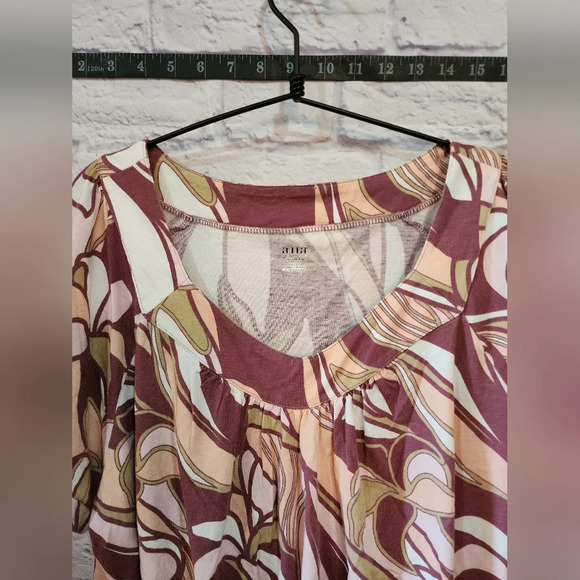 A.N.A Women's 2x Pink Short Sleeve Blouse - Picture 3 of 5